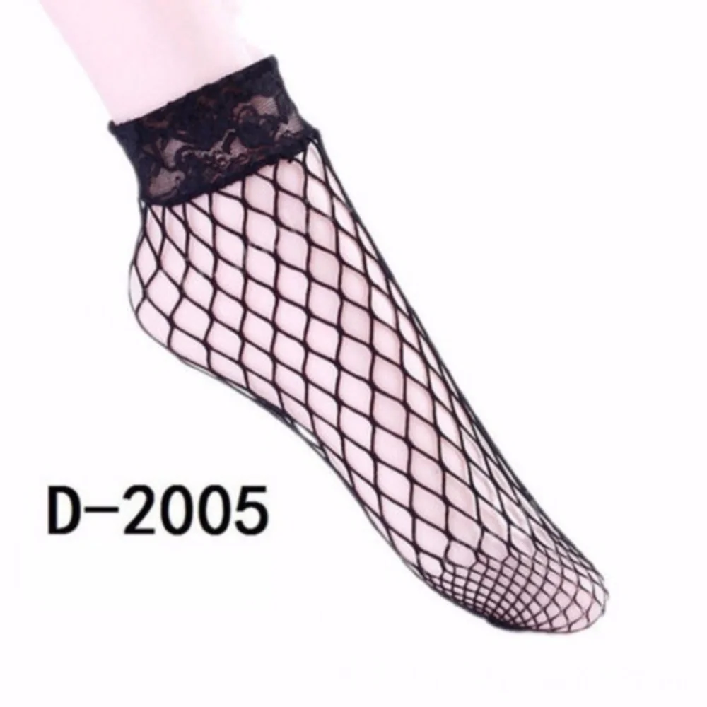 Womens Soft Lace Ruffle Fishnet Mesh Black Socks